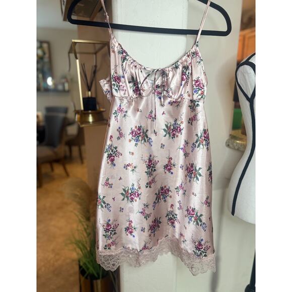 In Bloom by Jonquil Womens Satin Lace Trim Chemise Pink Floral Size Small 4-6 - Picture 2 of 6